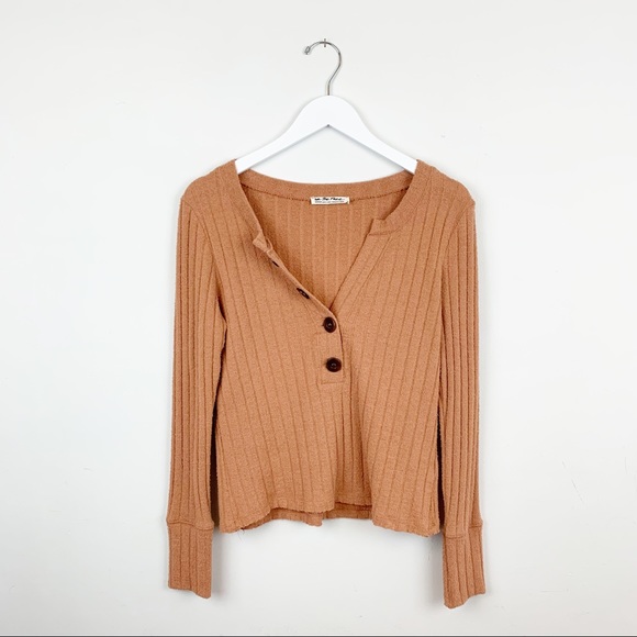 We The Free Tops - FREE PEOPLE (We the Free) Orange Button Front Long Sleeve Top Soft Cozy SIZE M